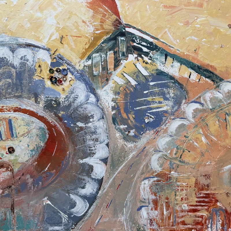 Under the Dome, 2023, acrylic on canvas, 23.6 × 31.5 in