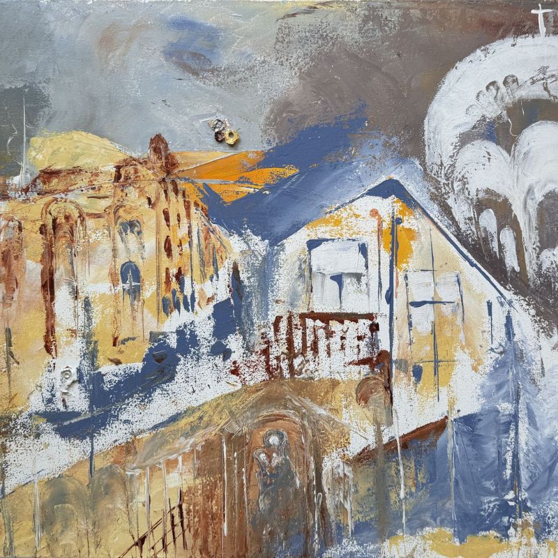 Prayer, 2023, acrylic on canvas, 23.6 × 31.5 in